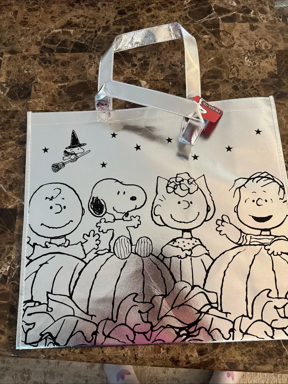Snoopy Halloween Reusable Tote Bag in silver